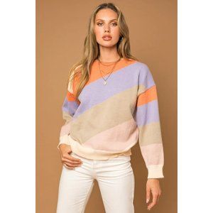 NWT Heatherly Womens Rosa Crewneck Sweater 3XL Colorful Striped Pullover